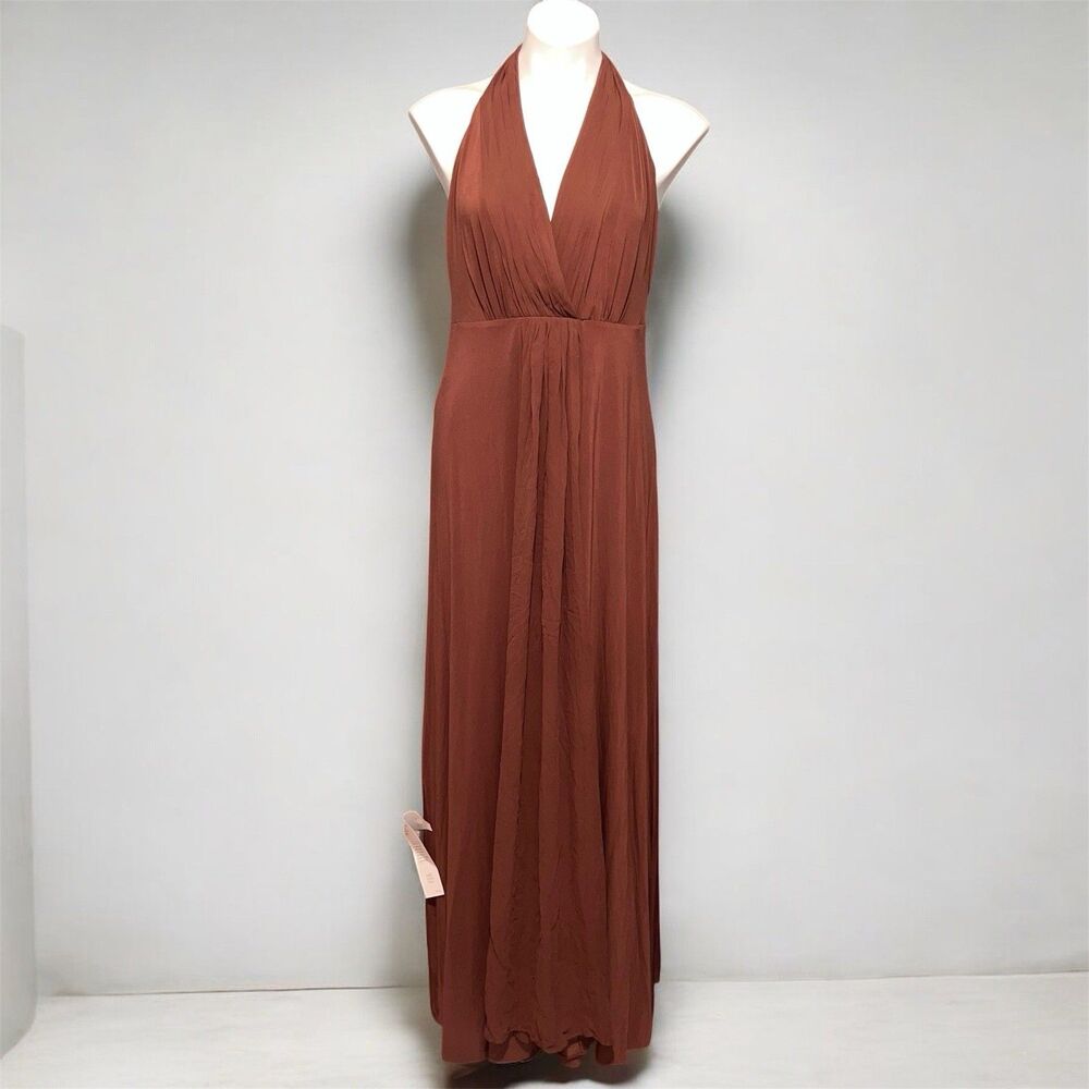 BCBG Maxazria V Neck Halter Maxi Gown Dress Saks Fifth Avenue
